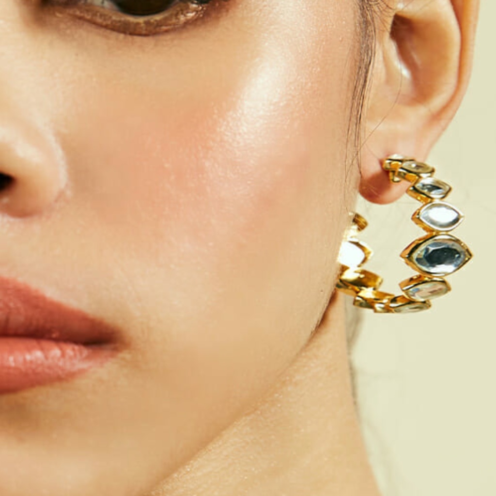 Beautiful Gold Hoop Mirrored Earrings